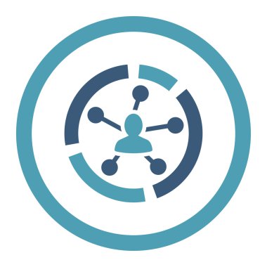 Yuvarlak vektör simge ilişkiler diyagramı düz mavi ve mavi renkler