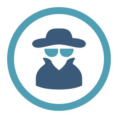 Casus yuvarlak düz mavi ve mavi renkler vektör simgesi