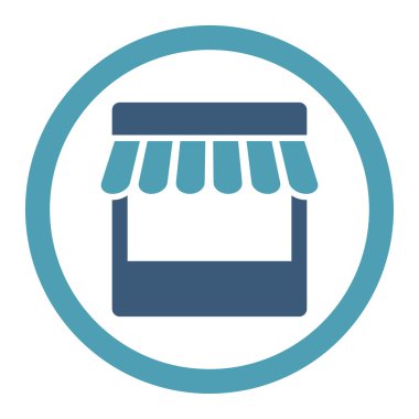 Mağaza yuvarlak düz mavi ve mavi renkler vektör simgesi