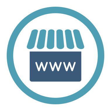 Webstore yuvarlak düz mavi ve mavi renkler vektör simgesi