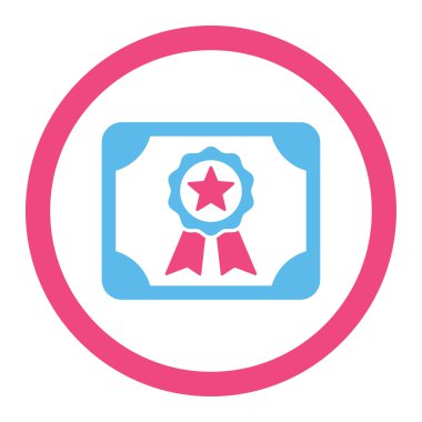 Sertifika düz pembe ve mavi renkler vektör simge yuvarlak