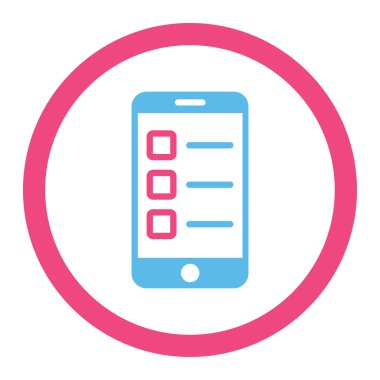 Mobil test yuvarlak düz pembe ve mavi renkler vektör simgesi