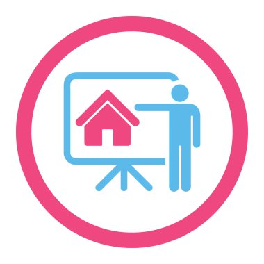 Emlakçı düz pembe ve mavi renkler vektör simge yuvarlak