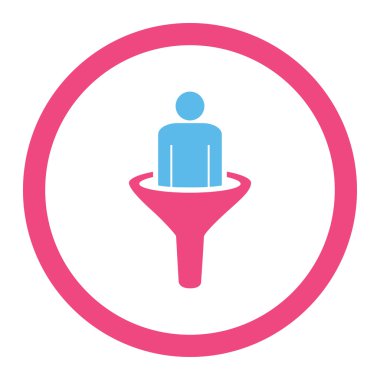 Satış Huni yuvarlak düz pembe ve mavi renkler vektör simgesi