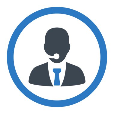 Çağrı Merkezi operatörü yuvarlak düz düz mavi renk vektör simgesi