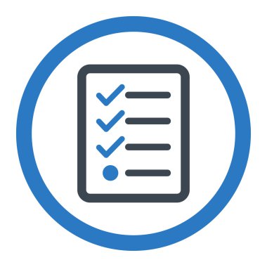 Vektör simgesi denetim listesi düz düz mavi renkler yuvarlak