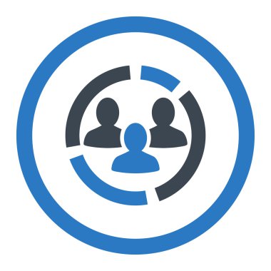 Demografi diyagramı düz düz mavi renk vektör simge yuvarlak