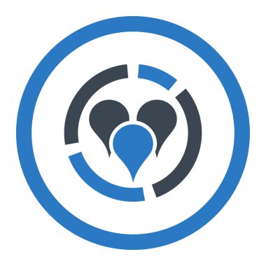 Geo diyagramı düz düz mavi renk vektör simge yuvarlak