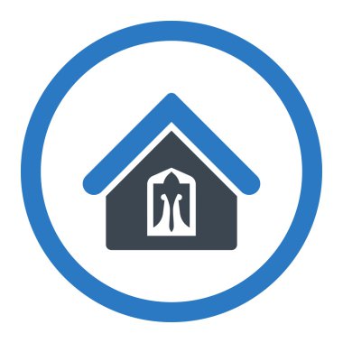 Ev düz düz mavi renkler yuvarlak vektör simgesi