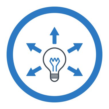 Fikir düz düz mavi renk vektör simge yuvarlak