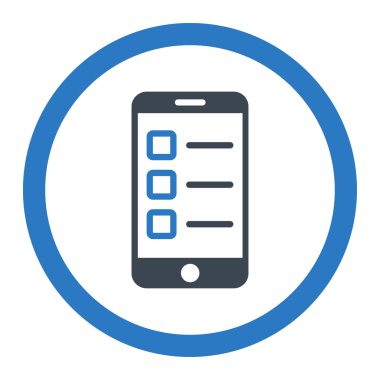 Mobil test yuvarlak düz düz mavi renk vektör simgesi