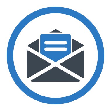 Açık posta düz düz mavi renk vektör simge yuvarlak