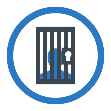 Hapishane düz düz mavi renk vektör simge yuvarlak