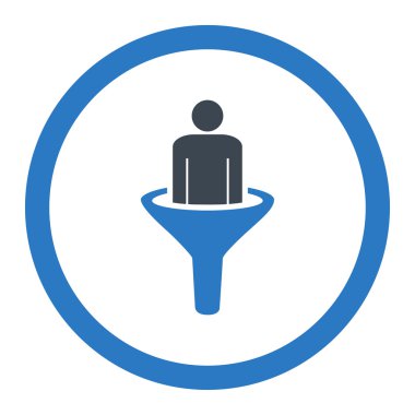 Yuvarlak düz düz mavi renk vektör simge Satış Huni