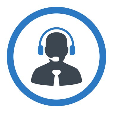 Destek Sohbet yuvarlak düz düz mavi renk vektör simgesi