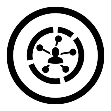 Relations diagram flat black color rounded vector icon