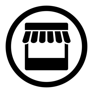 Store flat black color rounded vector icon