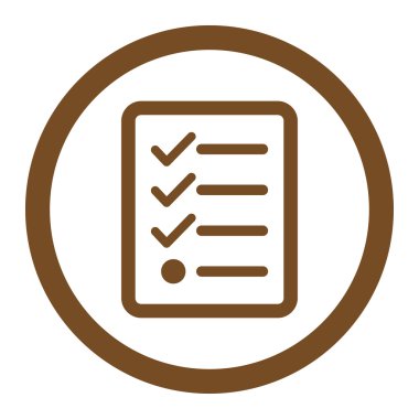 Denetim listesi düz kahverengi renk yuvarlak vektör simgesi