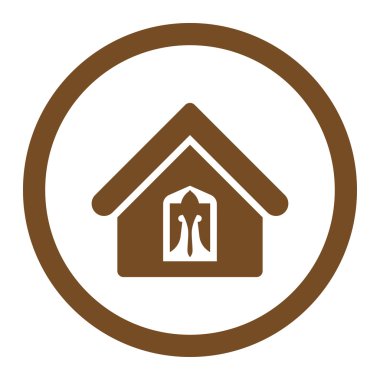 Home flat brown color rounded vector icon