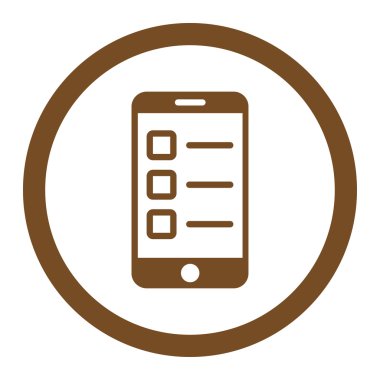 Mobile test flat brown color rounded vector icon