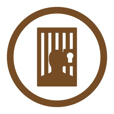 Prison flat brown color rounded vector icon