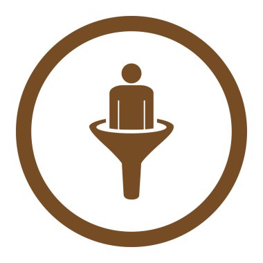 Sales funnel flat brown color rounded vector icon