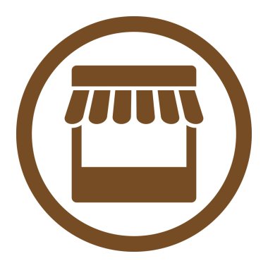 Mağaza düz kahverengi renk yuvarlak vektör simgesi