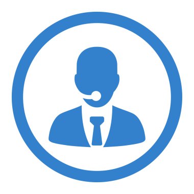 Çağrı merkezi operatörü düz kobalt rengi yuvarlanmış vektör simgesi