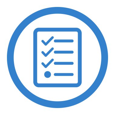 Kontrol listesi düz kobalt rengi yuvarlanmış vektör simgesi