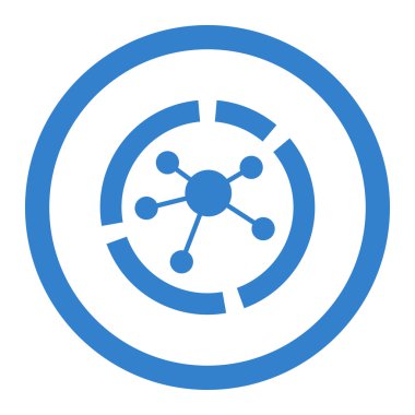 Connections diagram flat cobalt color rounded vector icon