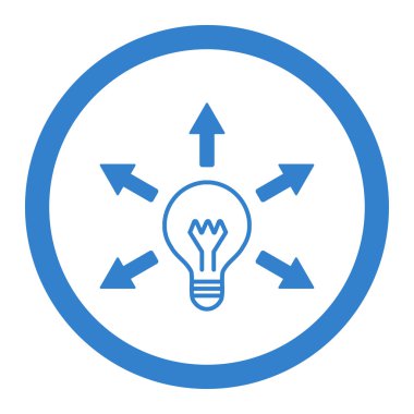 Fikir düz kobalt rengi yuvarlanmış vektör simgesi