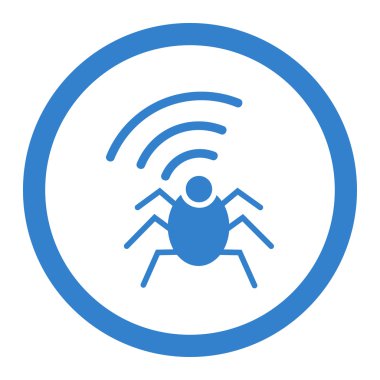 Radio spy bug flat cobalt color rounded vector icon