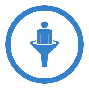 Satışlar huni düz kobalt rengi yuvarlanmış vektör simgesi