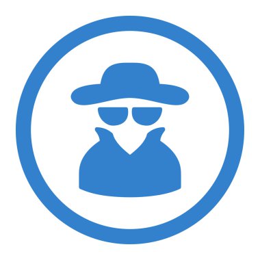 Spy flat cobalt color rounded vector icon