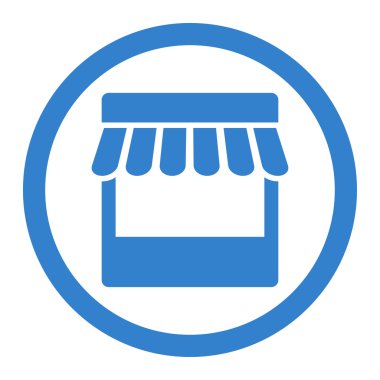 Store flat cobalt color rounded vector icon