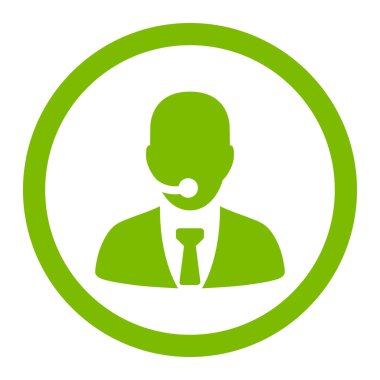 Call center operator flat eco green color rounded vector icon
