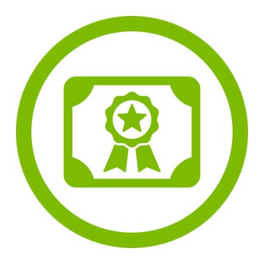 Sertifika düz eko yeşil yuvarlak renkli vektör simgesi