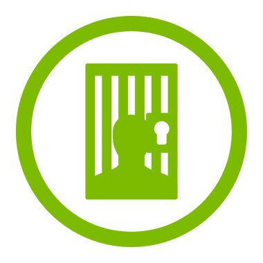 Prison flat eco green color rounded vector icon