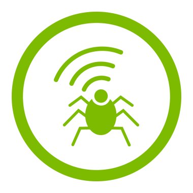 Radio spy bug flat eco green color rounded vector icon
