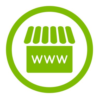 Webstore flat eco green color rounded vector icon