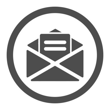 E- posta düz gri renkli yuvarlak vektör simgesini aç
