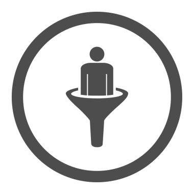 Satışlar huni düz gri renkli yuvarlak vektör simgesi