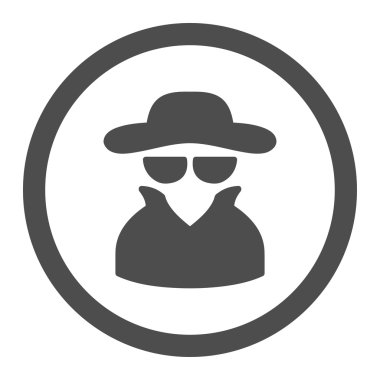 Spy flat gray color rounded vector icon