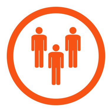 Community flat orange color rounded vector icon