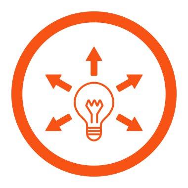 Idea flat orange color rounded vector icon