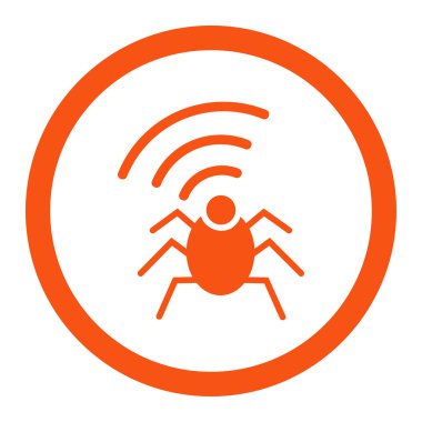Radio spy bug flat orange color rounded vector icon