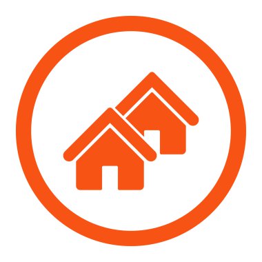 Realty flat orange color rounded vector icon