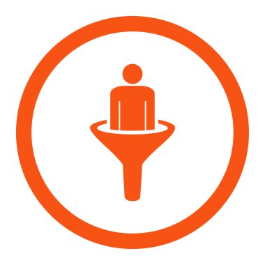 Sales funnel flat orange color rounded vector icon