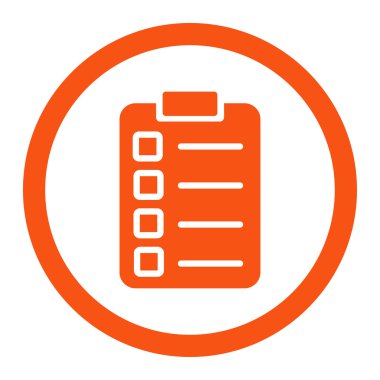 Test task flat orange color rounded vector icon