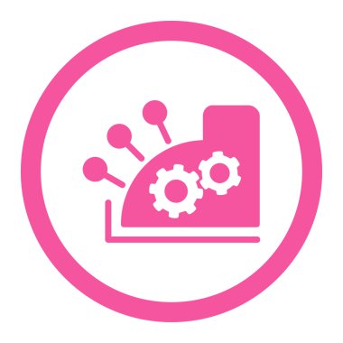Cash register flat pink color rounded vector icon